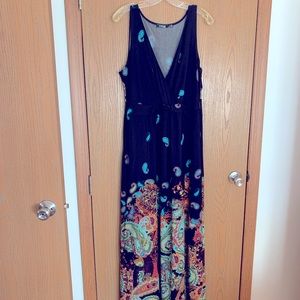 Floor length floral and paisley dress